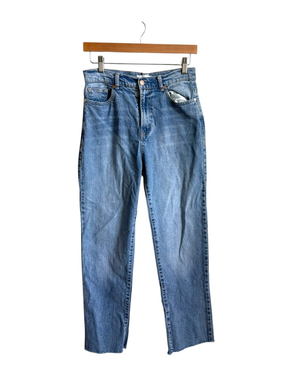Habitual Jeans High Rise Straight Leg Jeans Light Wash Raw Hem Size 26